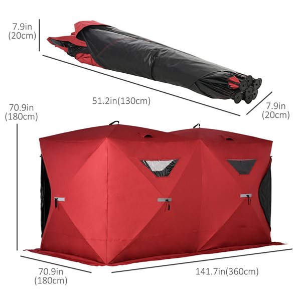 Outsunny Red 5-8 Person Pop-up Ice Shelter