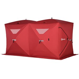 Tente de pêche sur glace pour 8 personnes par Outsunny, 141,75 x 70,75 po, rouge