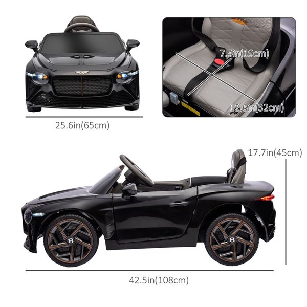 Aosom Black 12V Electric Ride on Car with Butterfly Doors