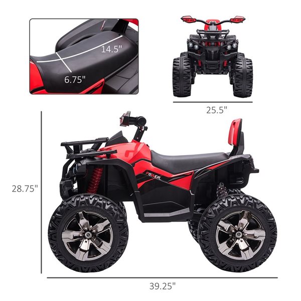 Aosom Red 12V Kids Ride-on Four Wheeler ATV