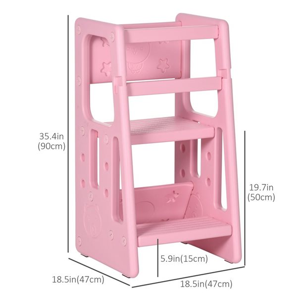 Tabouret de cuisine pour enfants 2 marches par Qaba, rose