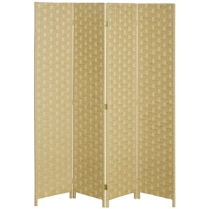 HomCom 5.6-ft Brown 4 Panel Folding Room Divider