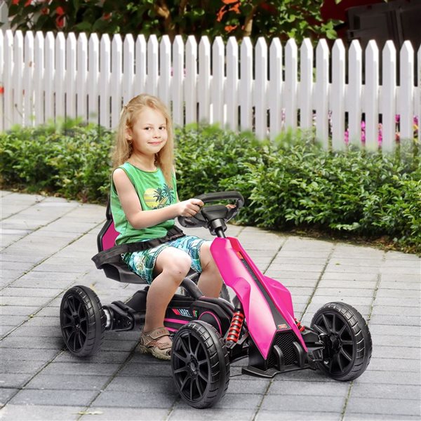 Aosom Pink 12V Kid Electric Go Kart