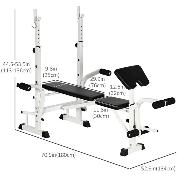 Banc de musculation réglable multi-function par Soozier, blanc