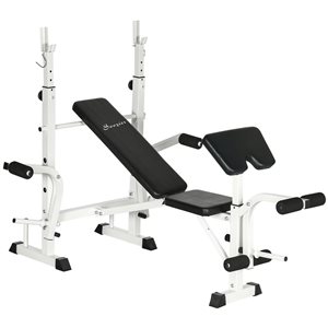 Soozier White Multi-Function Adjustable Weight Bench Press Set