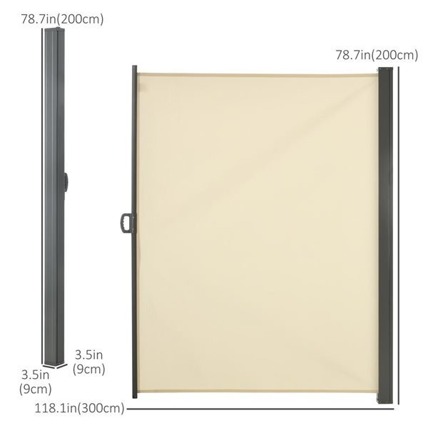 Outsunny 118-in x 79-in Cream Retractable Side Awning