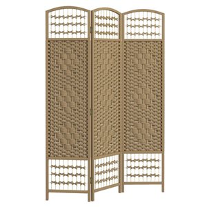 HomCom 5.6-ft Natural 3 Panel Folding Room Divider