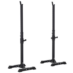 Soozier Black Adjustable Barbell Power Rack Stand