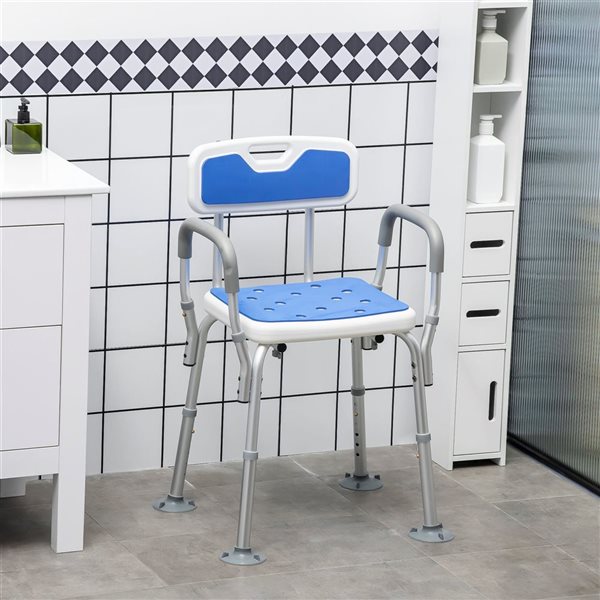 HomCom Adjustable Shower Chair with Arms Back and Padded Seat