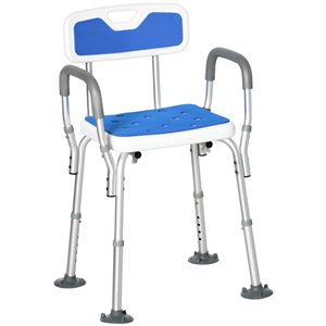 HomCom Adjustable Shower Chair with Arms Back and Padded Seat