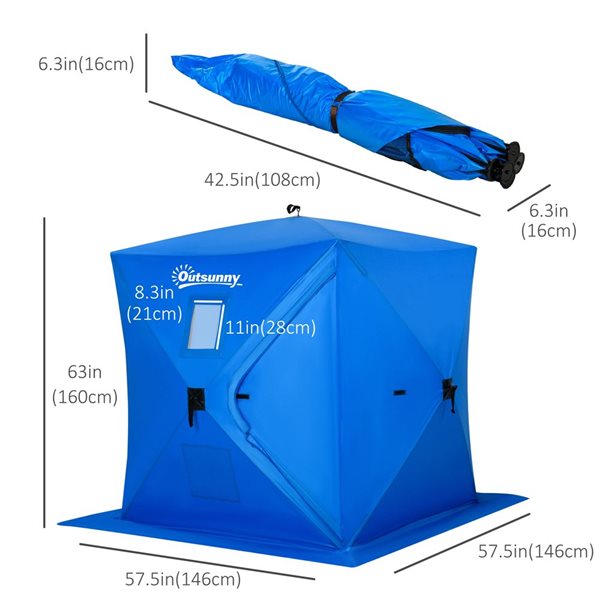 Outsunny Blue 2 Person Pop Up Ice Fishing Tent