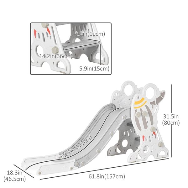 Qaba Toddler Grey Indoor Slide Indoor Playset