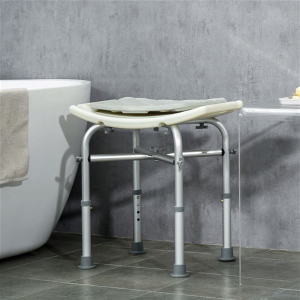 HOMCOM Shower Chair with Removable Padded Cushion and Suction Cup Feet