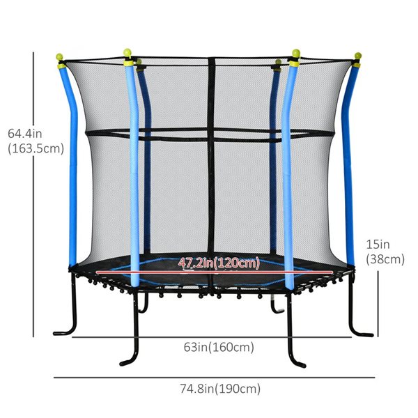 Mini trampoline pour enfants par Soozier, 63 po, bleu