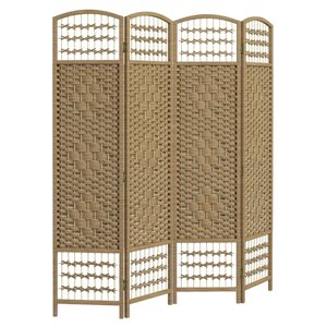 HomCom 5.6-ft Natural 4 Panel Folding Room Divider