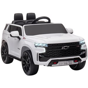 Aosom 12V 3 Speeds White Licensed Chevrolet TAHOE Ride On Car with Remote Control