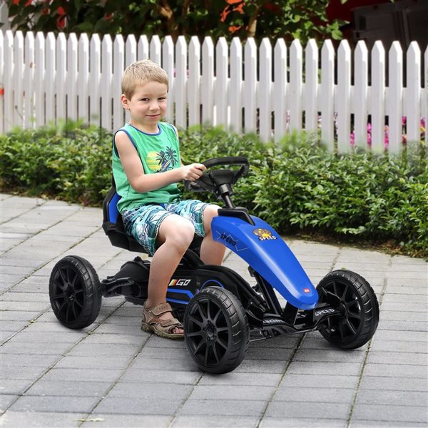 Kart à pédales pour enfants par Aosom, bleu