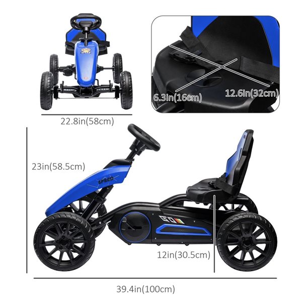 Kart à pédales pour enfants par Aosom, bleu