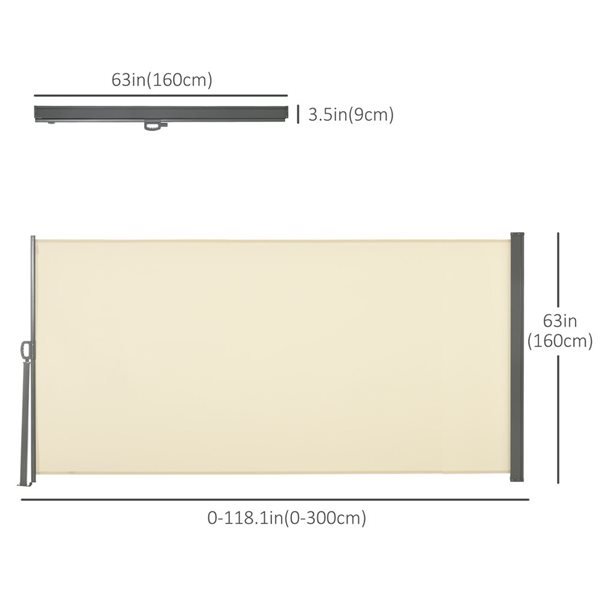 Outsunny 118-in x 63-in Retractable Beige Side Awning