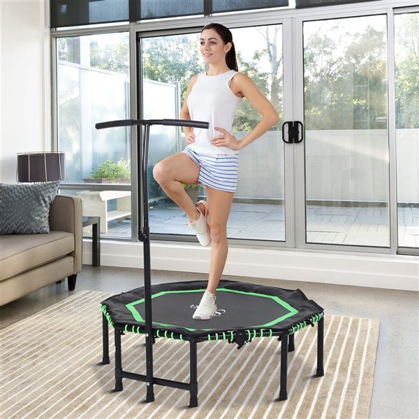 Mini trampoline avec poignée réglable par Soozier, 48 po, vert