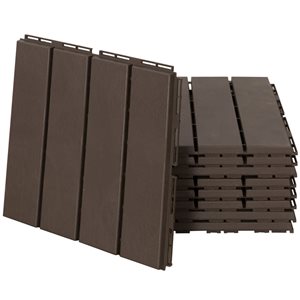 Outsunny 12-in x 12-in 9-Pack Brown Interlocking Composite Deck Tile