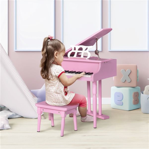 Piano moderne pour enfants avec banc par HomCom, rose