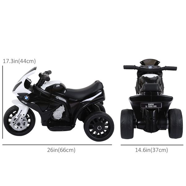 Aosom Black 6V 3 Wheels Battery Powered Toddler Motorcycle with Headlight and  Music