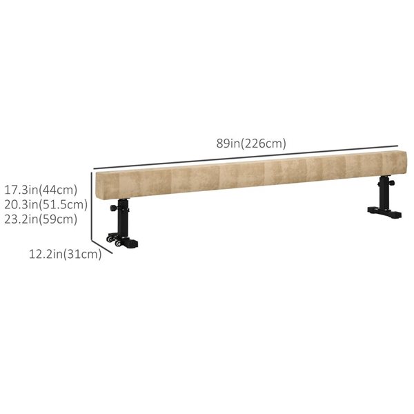 Soozier 7.5-ft Adjustable Gymnastics Balance Beam with Wheels