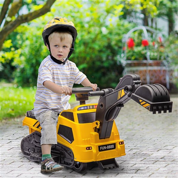 Tracteur de construction électrique pour enfants 3-en-1 par Aosom, 6 V, jaune