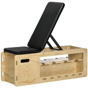 Soozier Adjustable Black Workout Bench with Weight Rack and Rope