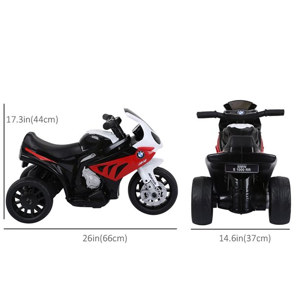 Aosom Red 6V 3 Wheels Battery Powered Toddler Motorcycle with Headlight and Music 370 064V80RD RONA