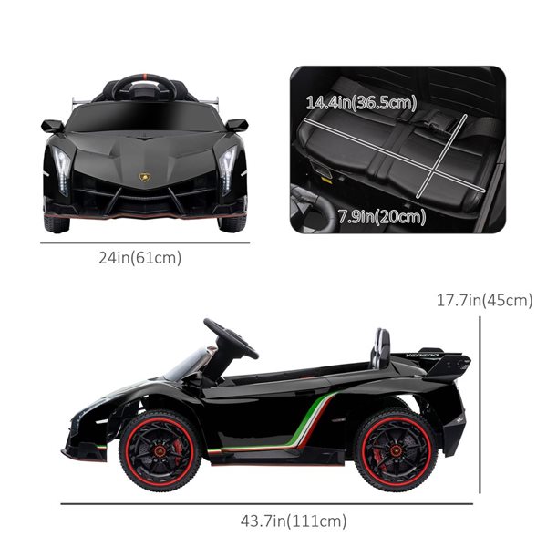 Aosom Black 12V Electric Ride on Car with Butterfly Doors