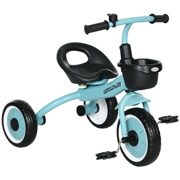 Qaba Blue Toddler Bike with Adjustable Seat with Basket and Bell