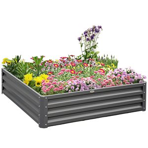 Outsunny 4-ft X 4-ft X 1-ft Light Gray Raised Garden Bed