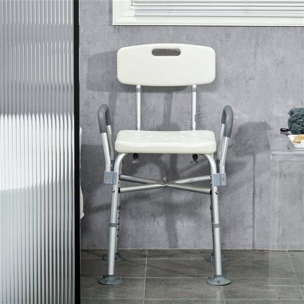 HomCom Shower Chair with Removable Padded Cushion and Suction Cup Feet