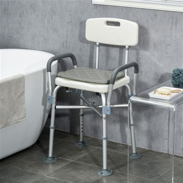 HomCom Shower Chair with Removable Padded Cushion and Suction Cup Feet