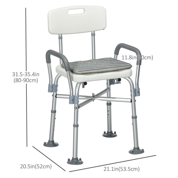 HomCom Shower Chair with Removable Padded Cushion and Suction Cup Feet