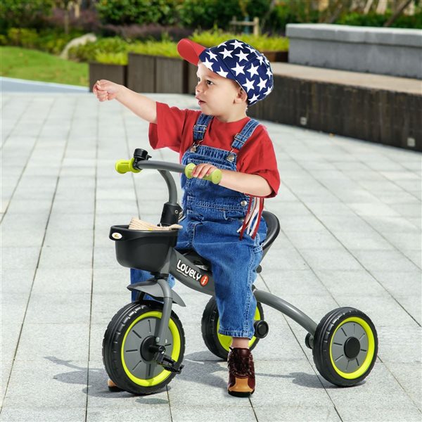 Qaba Black Toddler Bike with Adjustable Seat with Basket and Bell