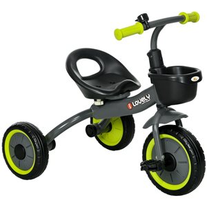 Qaba Black Toddler Bike with Adjustable Seat with Basket and Bell