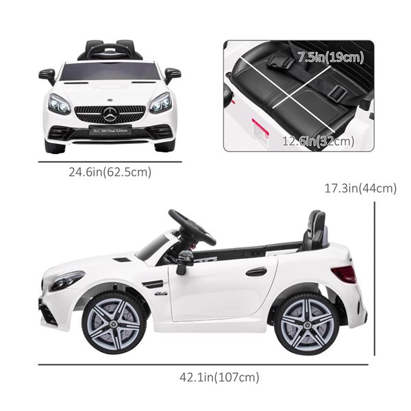 Aosom White 12V Kid Electric Ride on Car with Remote Control