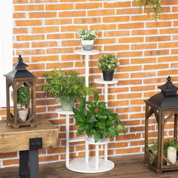 Outsunny White 5-Tier Plant Stand