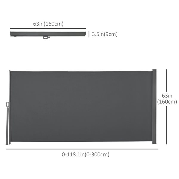 Outsunny 118-in x 63-in Retractable Grey Side Awning
