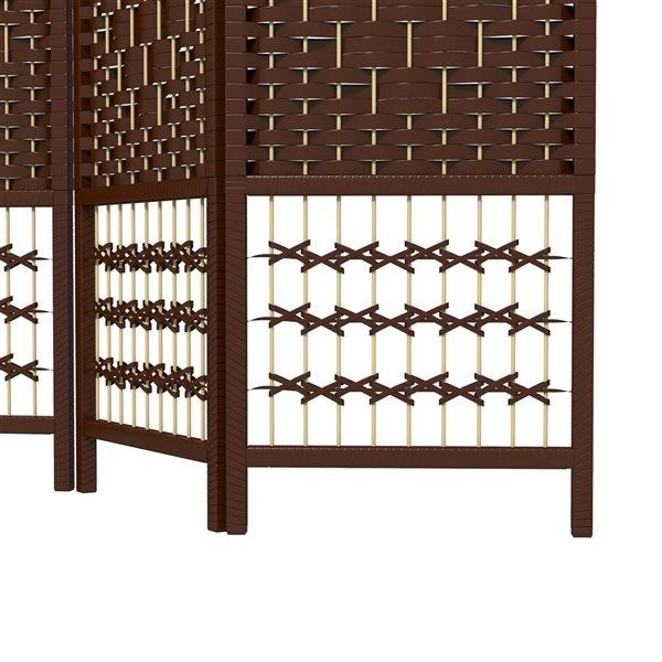 HOMCOM 5.6-ft Brown 3 Panel Folding Room Divider