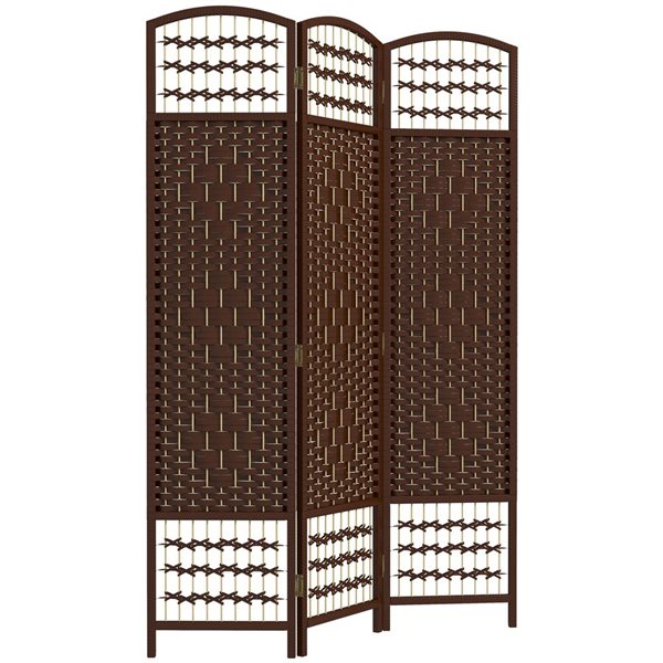 HOMCOM 5.6-ft Brown 3 Panel Folding Room Divider