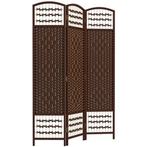 HomCom 5.6-ft Brown 3 Panel Folding Room Divider