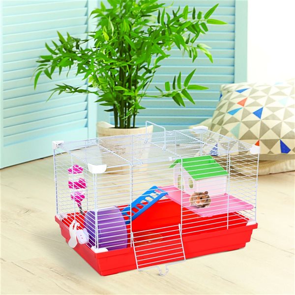 Cage pour hamster avec accessoires par PawHut - 18,5 po, rouge