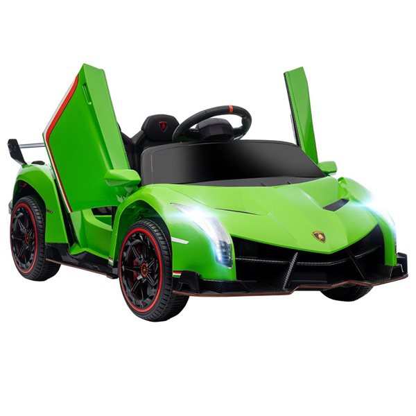 Voiture électrique pour enfant par Aosom 12 V avec portes papillon, télécommande, vert