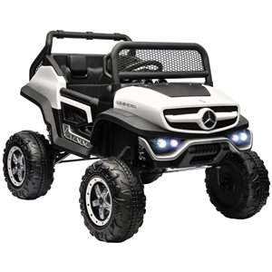 Aosom White 12V Battery Powered Licensed Mercedes-Benz Ride on Truck with Remote Control