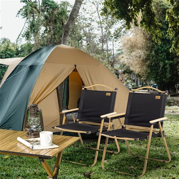 Chaises de camping pliantes par Outsunny, noir, 2/pqt