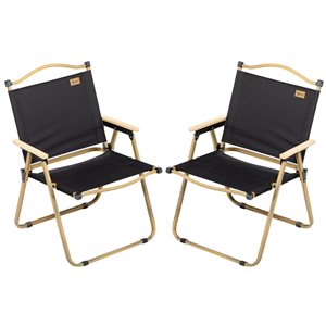 Outsunny Set of 2 Black Portable Folding Camping Armchair
